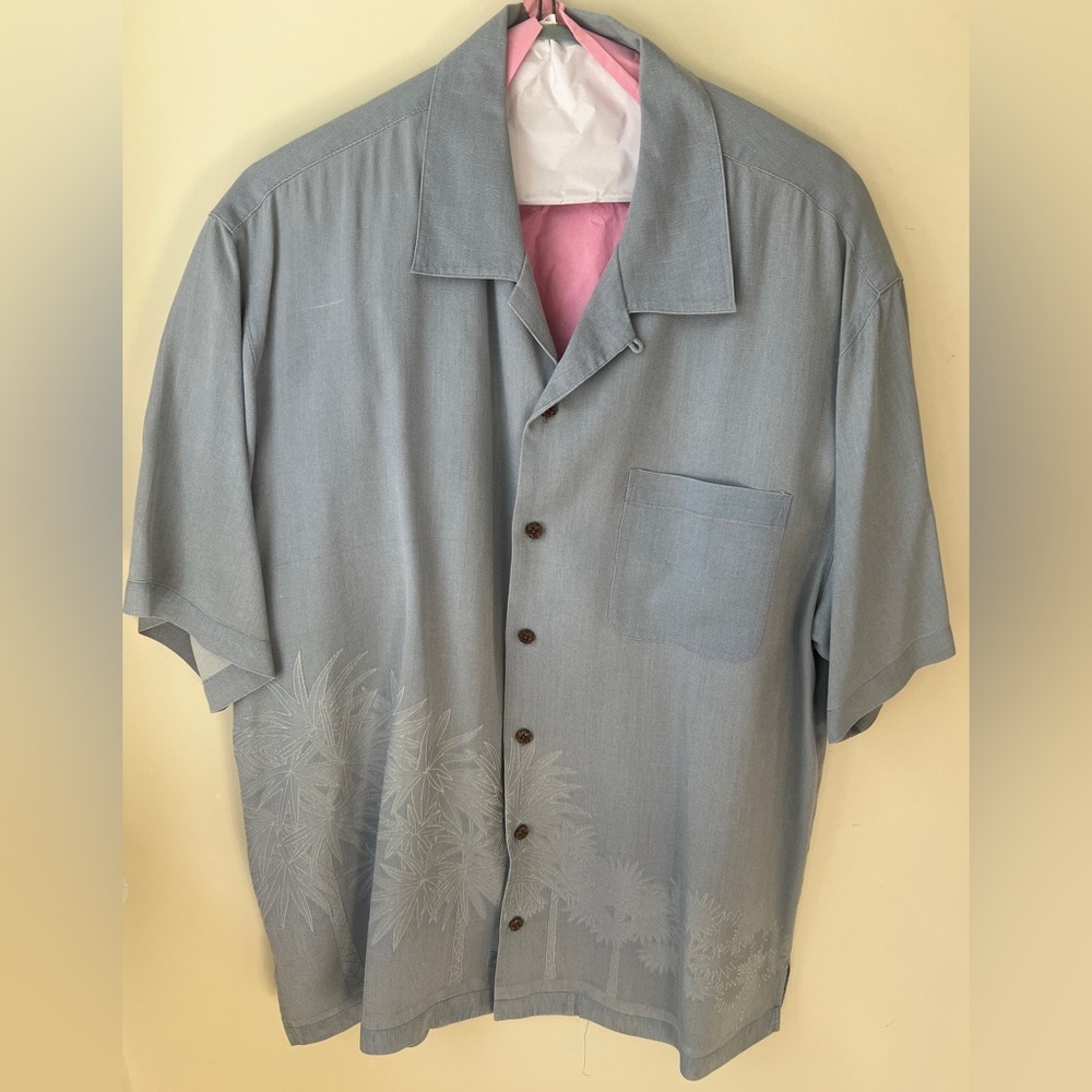 Vintage Tommy Bahama Silk Jacquard Palm Resort Hawaiian Shirt Men’s Large L - Picture 3 of 10